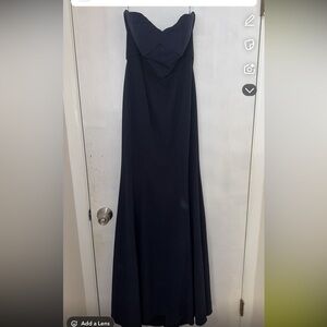 Elegant Navy Blue Strapless Dress